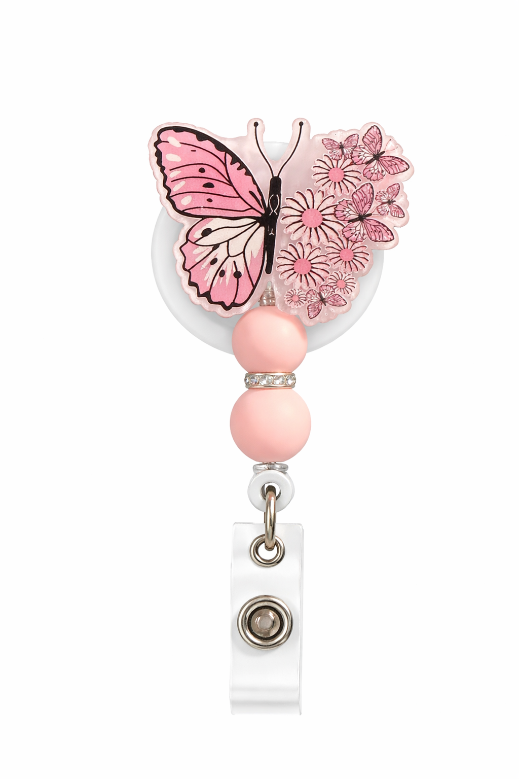 Pink Butterfly Premium Badge Reel